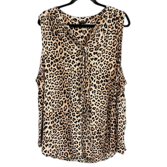 Torrid Women's Animal Print Tie Front Sleeveless Blouse - Picture 1 of 5